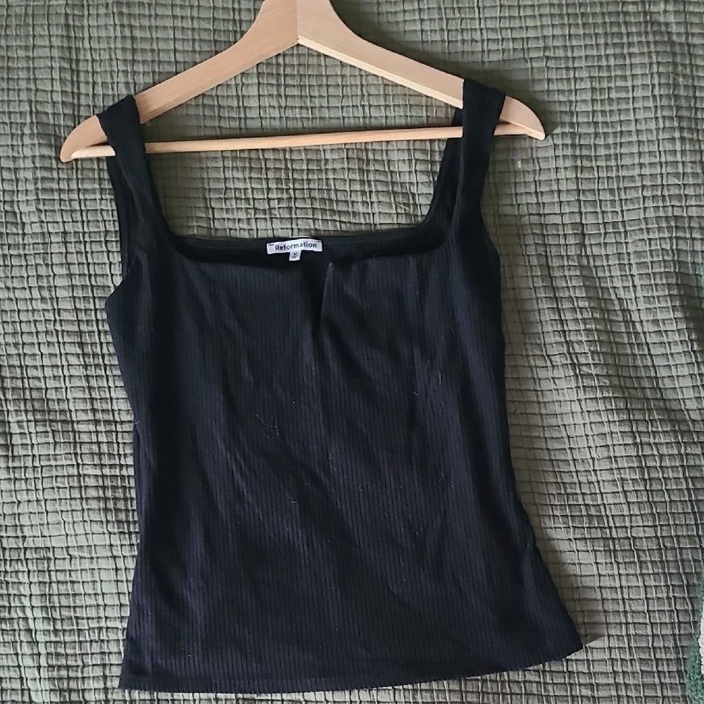 Reformation Black Ribbed Camisole